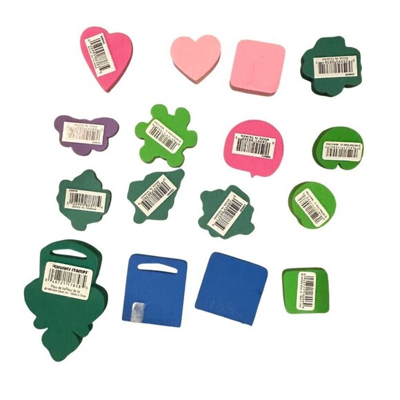 Set 16 Chunky Foam Stamps Kids Fun Art Craft Projects Heart Rose Sun Butterfly - Picture 5 of 6